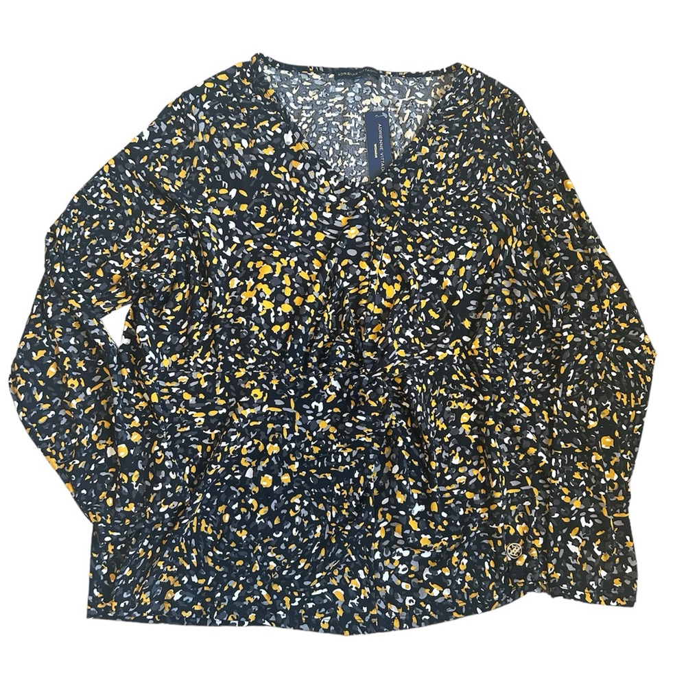 NWT Adrienne Vittadini Black Career V-Neck Long Sleeve Pullover Top Blouse 3X